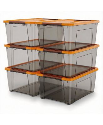 5 Quart Black Clear Storage Bins with Latches for Small Spaces