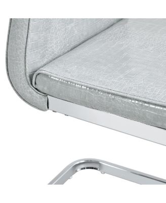 Set of 4 Retro Alligator Upholstered Dining Chairs with Crystal Buckle & Faux Leather