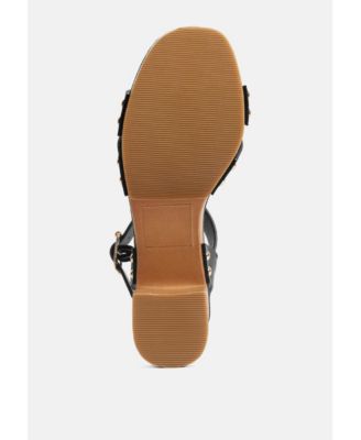 Womens campbell faux leather textured block heel sandals