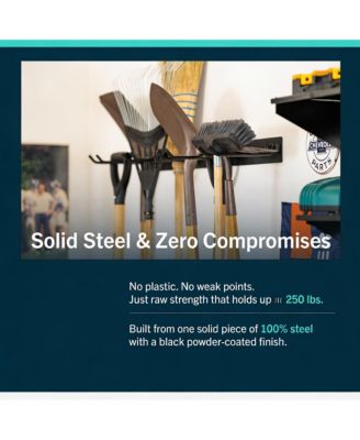 Wall-Mounted Garden Tool Rack - Heavy Duty Steel, 4 Hooks, 250lb Capacity