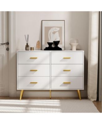 Console Table with 6-Drawer,Tall Dresser for Bedroom, Storage Dresser Organizer Units for Closet Living Room Hallway