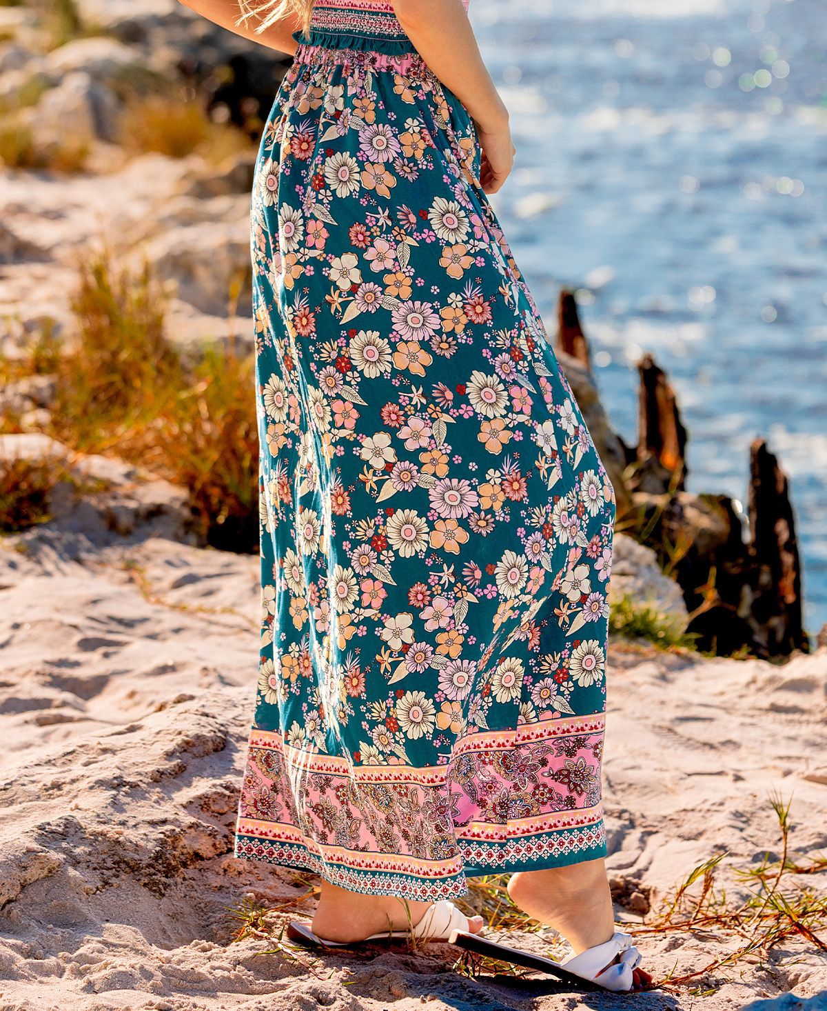 Cupshe Women's Stone & Sky Floral Maxi Skirt