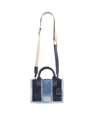 Frayed Denim Modern Tote with Removable Strap