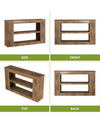 55-Inch Long Farmhouse Console Table, 3-Tier Wood Sofa Table with Storage Shelves for Living Room, Entryway, Behind Couch, Hallway