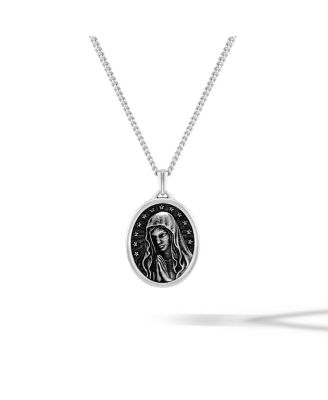 Unisex Virgin Mary Pendant – 21" Silver Chain