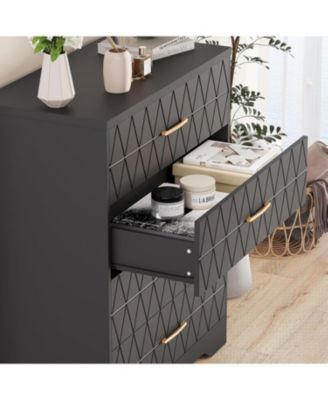 Tall Dressers for Bedroom with 4 Drawers, Wood Chest of Drawers with Gold Handles for Closet, Modern Nightstand for Bedside