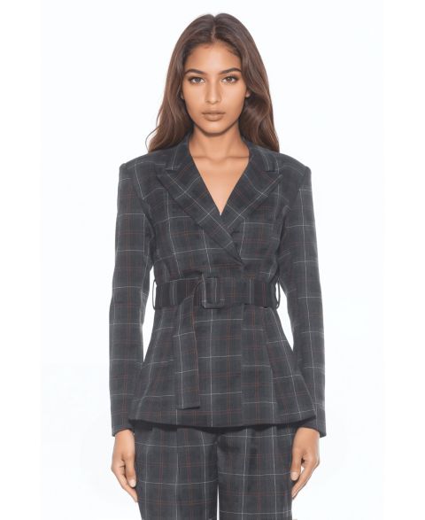 Женский пиджак Alexia Admor Janna Plaid Long Sleeve Longline Blazer, цвет: Зелёный клетчатый