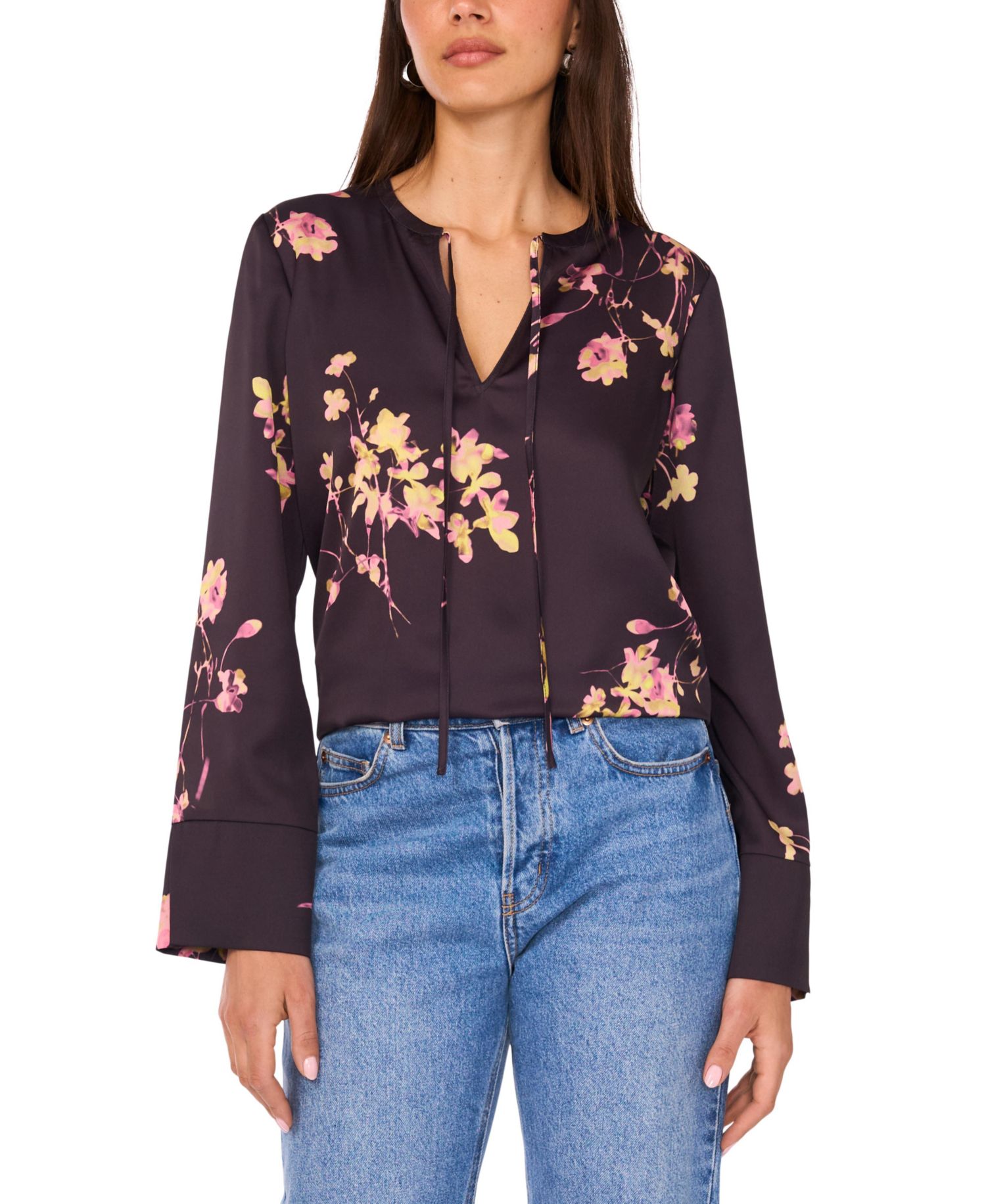 Women's V-Neck Long-Sleeve Top