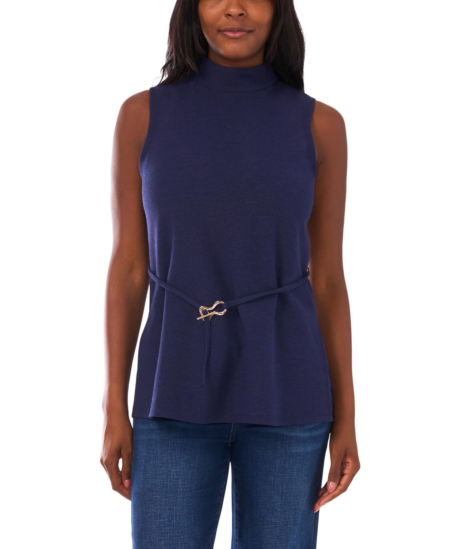 Женский топ Vince Camuto Mock Neck Sleeveless, цвет: Classic Na — фото 1