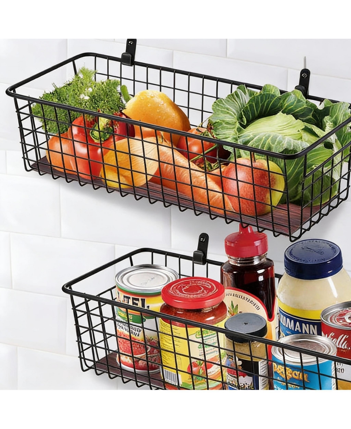 Yigii 2 Pack Metal Wire Wall Baskets with Handles for Home Decor