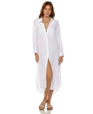 Women's Printed Shirtdress Cover-Up