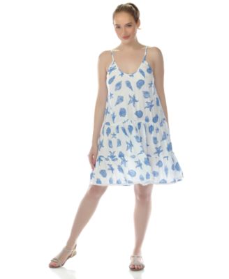 Women's Spaghetti Strap Tiered Short Swim Dress