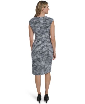 Women's Crewneck Cap Sleeves Dress