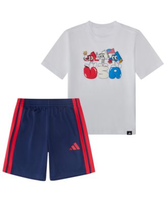 Baby Boys' Graphic T-Shirt and 3-Stripes Shorts, 2-Piece Set