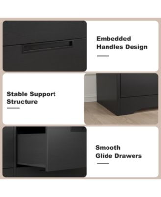 6 Drawer Dresser for Bedroom, Gray Modern Double Dresser Organizer with Embedded Handles Design, Wooden Chest of Drawers for Living Room