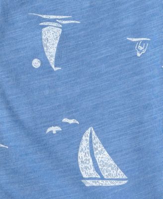 Boys' Toddler 2T-5T Sailboat Button-Up Top and Shorts, 2-Piece Set