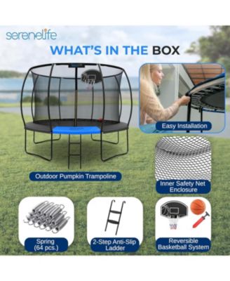 Outdoor Trampoline 10FT/12FT/14FT with Enclosure Net & Ladder – ASTM Approved Heavy-Duty Trampoline for Kids & Adults