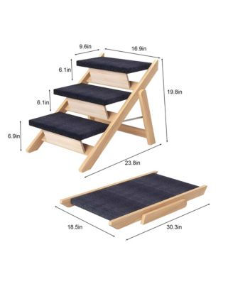 150lb Capacity Pet Steps - Foldable 3-Step Ramp for Bed & Car, Non-Slip