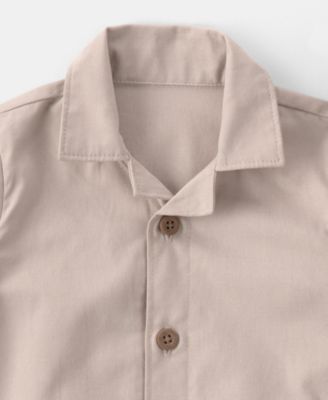 Baby Boys' Canvas Short-Sleeve Romper and Bucket Hat, 2-Piece Set