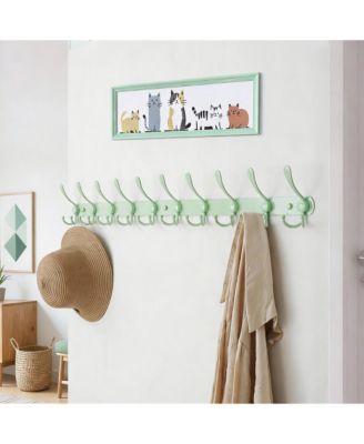 Heavy Duty 38" Coat Rack with 10 Tri-hooks for Mudroom, Entryway