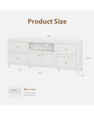 TV Entertainment Center with Storage, 6 Drawers, Farmhouse TV Stand for TVs Up to 80", Media Console Stands