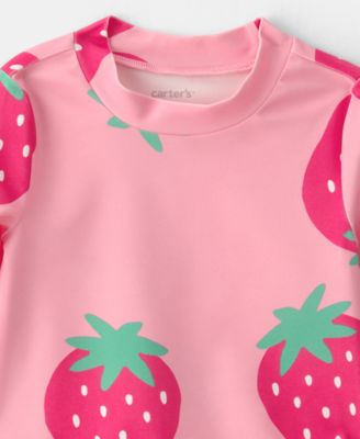 Baby Girls' Strawberry Rashguard Swimsuit, 2-Piece Set