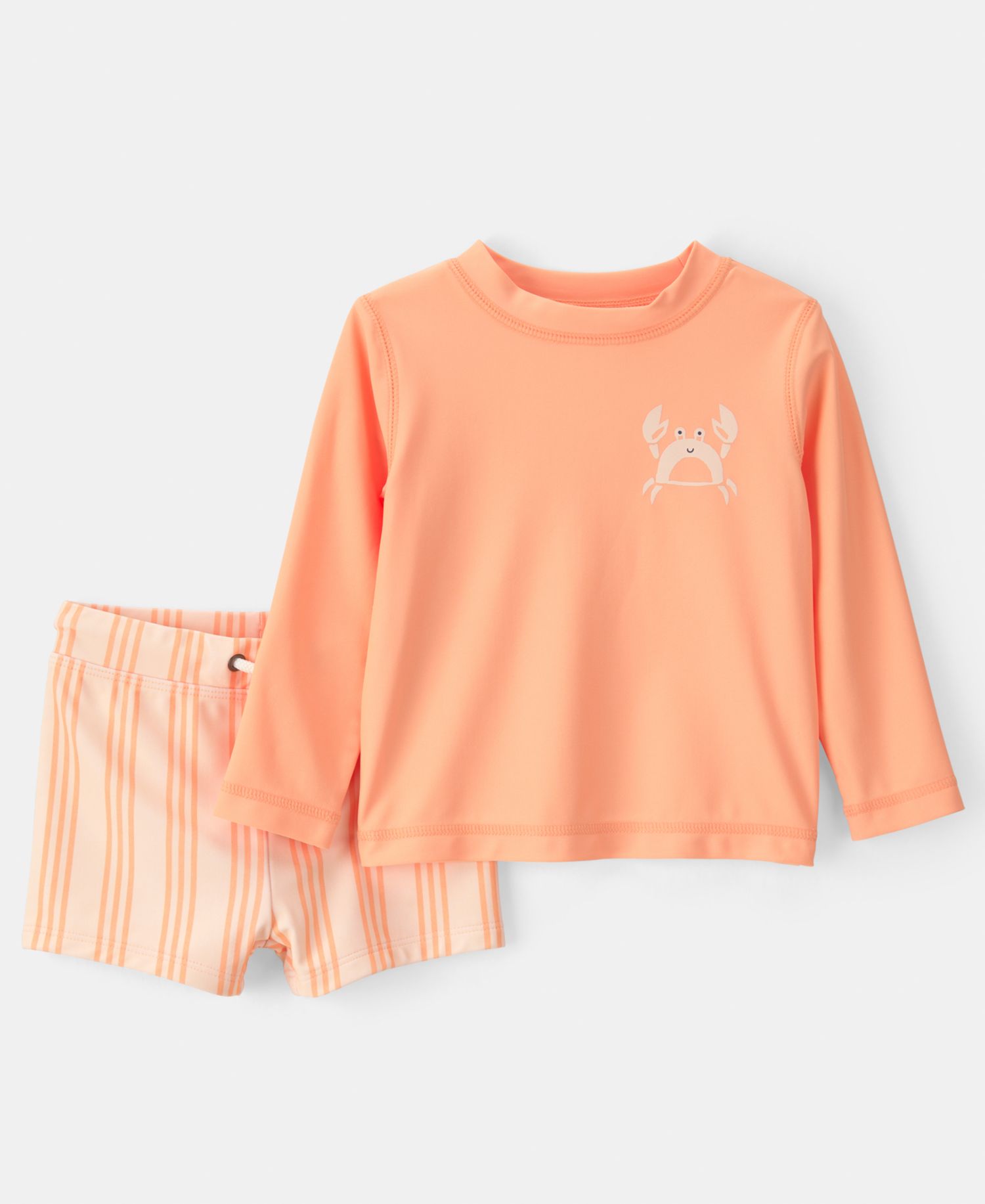 Baby Boys' Long-Sleeve Rashguard Swimsuit, 2-Piece Set
