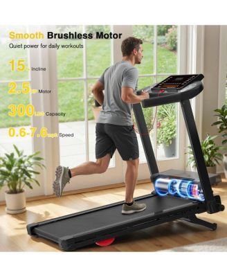Foldable Treadmill with Auto Incline, 2.5HP Walking Treadmill for Home, 15% Incline Treadmill with Handles, 300 lbs Capacity