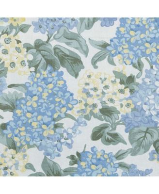 Ellis Hydrangea Classic Pattern Printed 1.5" Rod Pocket Window Tailored Pair with Ties 68"x54" Blue