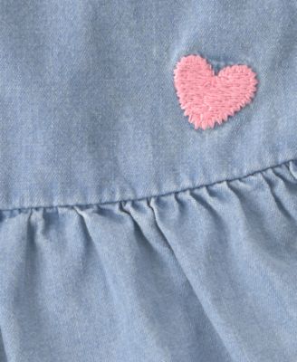 Baby Girls' Cherry Chambray Sleeveless Top, Bodysuit & Shorts, 3-Piece Set