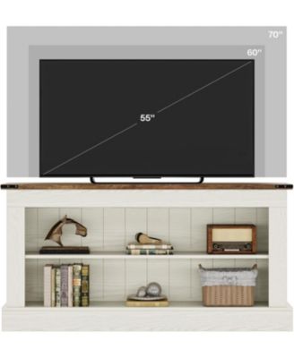 Farmhouse TV Stand for 70-Inch TV, 63" Entertainment Center with Storage, Modern Media Console Table