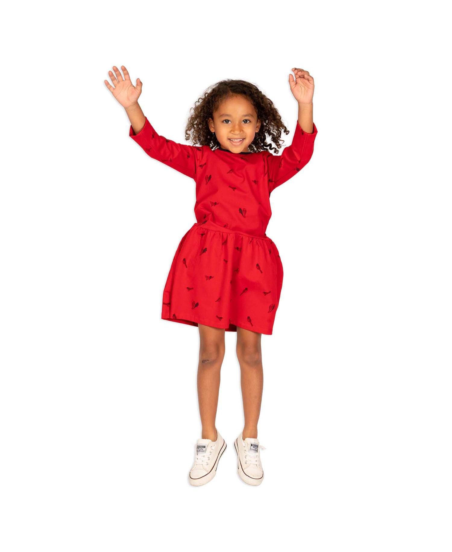 Toddler Girls Fair Trade Organic Cotton Long Sleeve Drop Waist Dress