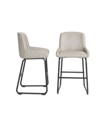 Home Counter Height Bar Stools PU Leather Barstools with Back and Footrest Industrial Metal Frame