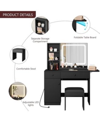 Makeup Vanity Desk Mirror and Lights - Vanity Table Set for Bedrooms, Apartments, Easy to Assemble
