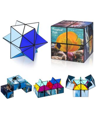 2-in-1 Ocean Split Magic Cube, Transformable Fidget Toy, Morphs into Star & More