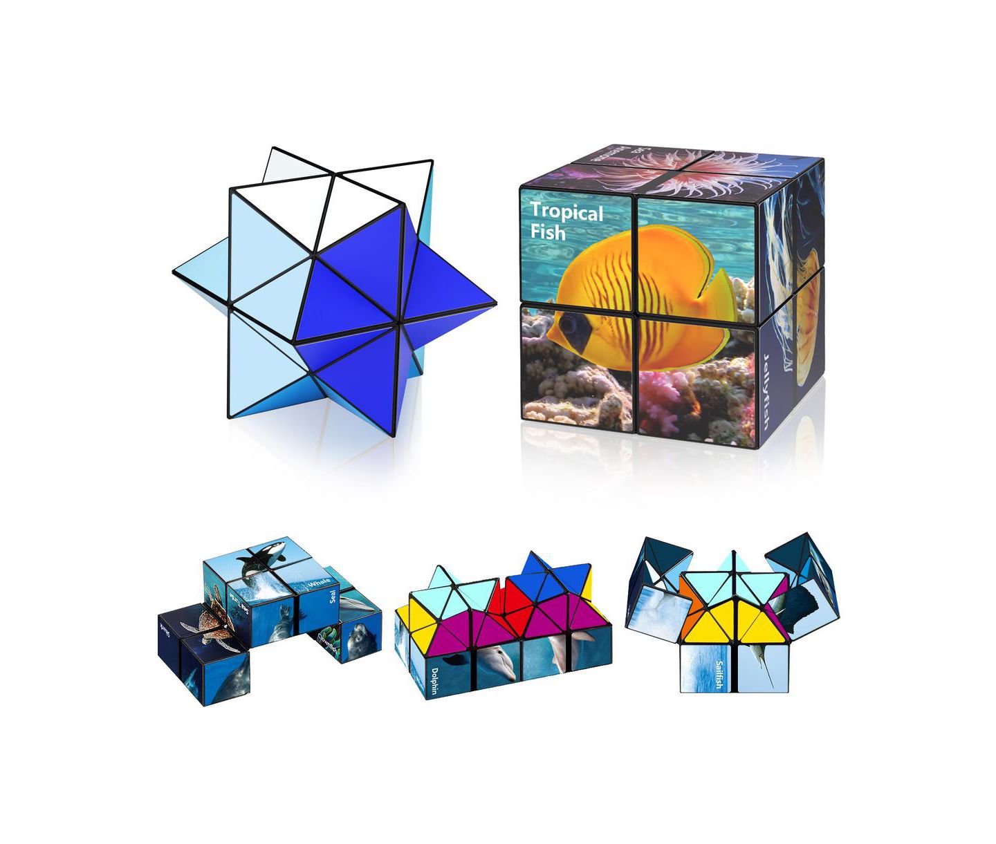 Детский пазл Bruce & Shark 2-in-1 Ocean Split Magic Cube Puzzle, Ages 8+, цвет: Розовый — фото 1