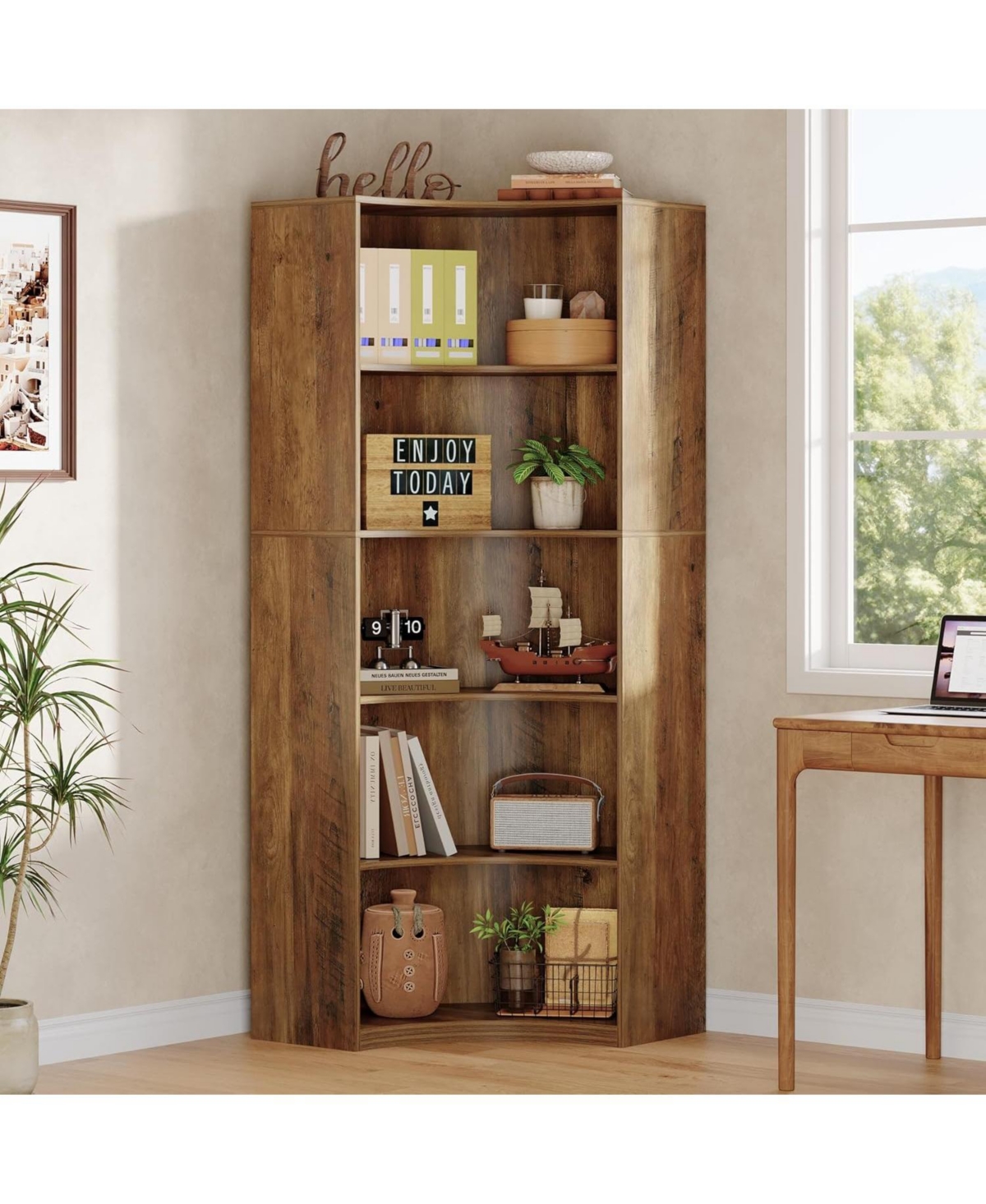 Tribesigns 6-Tier Corner Bookshelf, 70.9" Tall