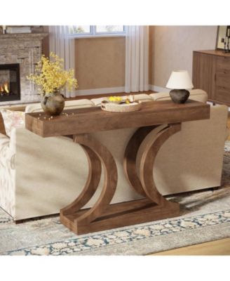 43.31-Inch Farmhouse Console Table for Entryway, Unique Narrow Sofa Table Behind The Couch with Curved Legs