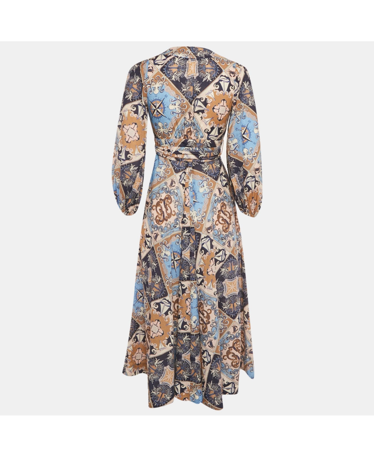 Pre-Owned Zimmermann Women's Multicolour Nautical Print Cotton Wrap Midi Dress