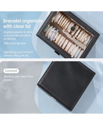 Clear Lid Bangle Organizer Box with Metal Closure - Perfect for Women's Jewelry