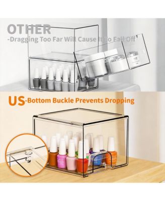 2 Pack -Clear Stackable Acrylic Drawers for Bathroom, Office, and Home Organization