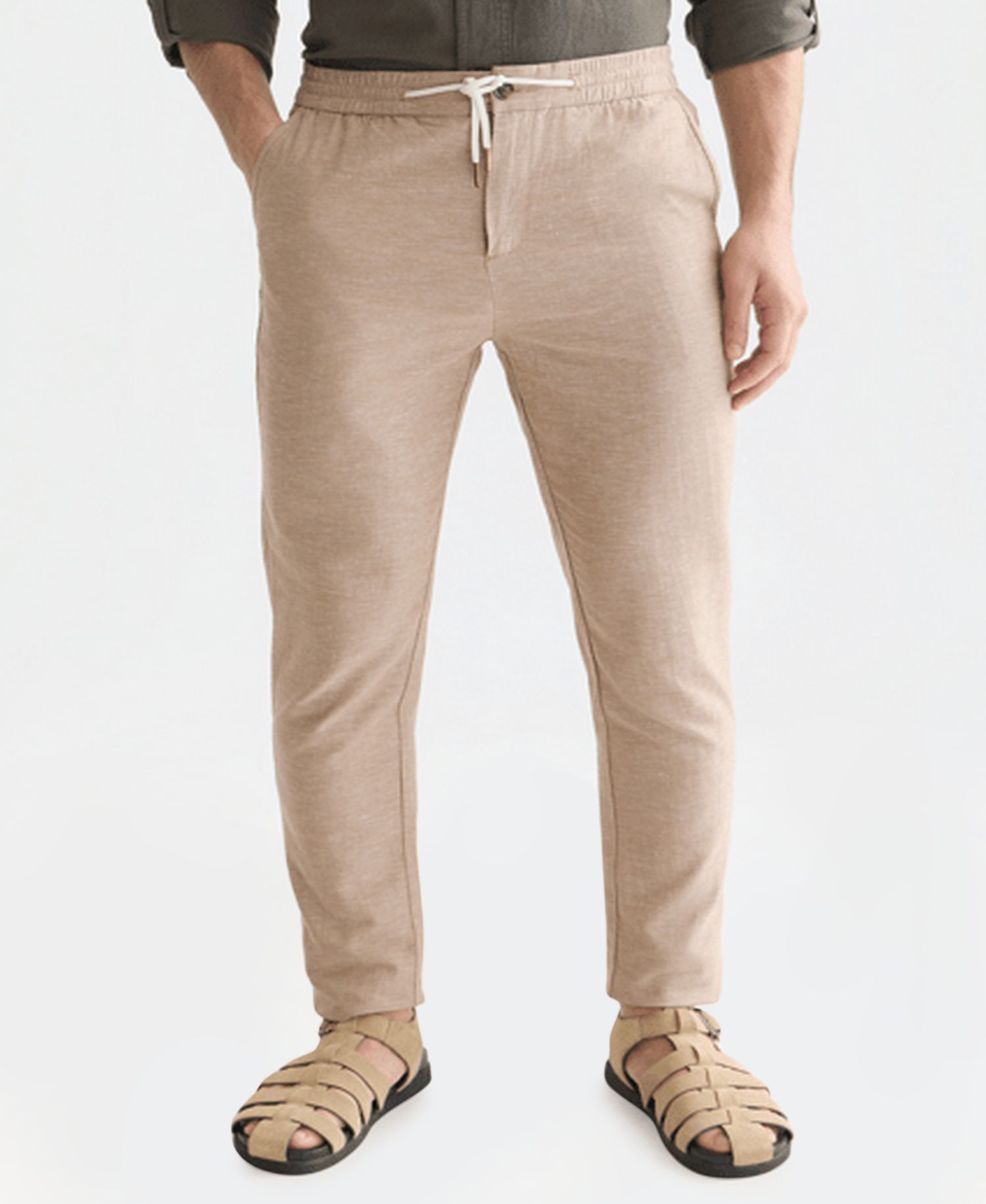 Men's Straight-Fit Cotton-Linen Blend Pants