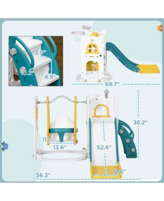 6 in 1 Indoor Toddler Slide and Swing Playset
