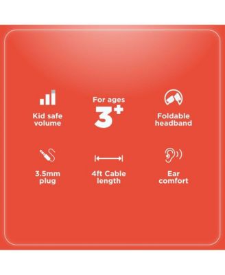 Kids Wired Headphones (3304454) - Child-Safe Volume, 3.5mm Plug, Black & Yellow