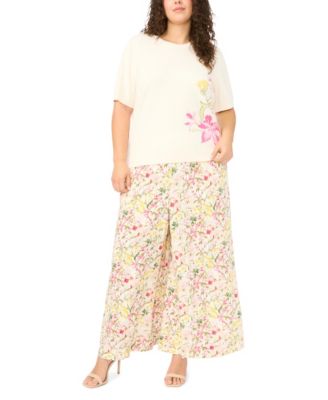 Plus Size Printed Crew Neck Blouse