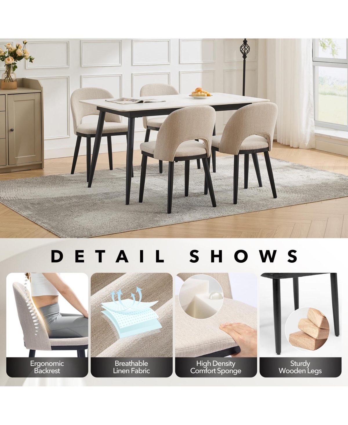 gaomon Modern Wooden Dining Chairs Set