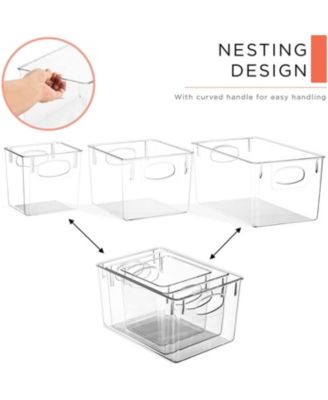 6 Piece Variety Pack Clear Storage Bins - for Kitchen, Cabinet Organizer, Pantry & Refrigerator