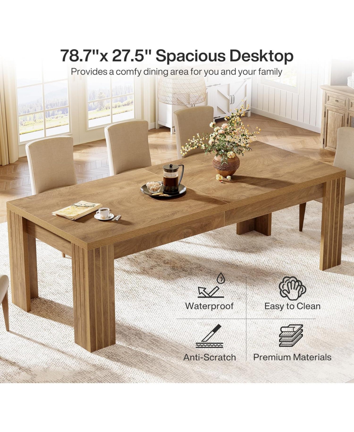 Tribesigns 78.7-Inch Extra Long Computer Desk, Two Person Double Gaming Desk for 2 People, Workstaion