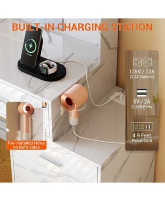 6-Drawer Vanity Table with Lighted Mirror, Spacious Makeup Dressing Desk for Bedroom