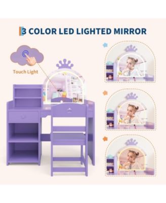 2-in-1 Princess Vanity Set with Makeup Desk & Chair Combo – Perfect Gift for Girls